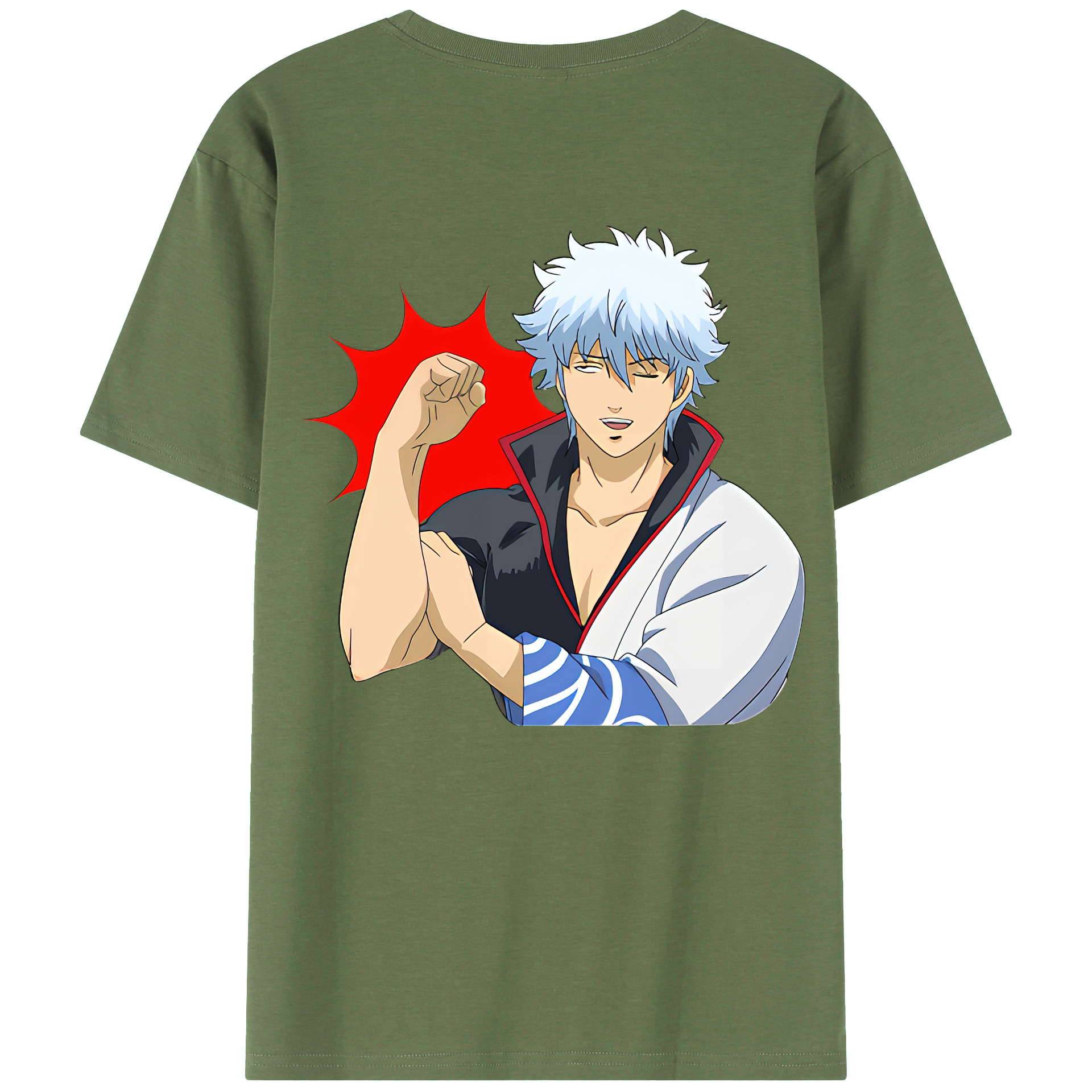 （画像用） ぎんたま 坂田銀時（さかたぎんとき） 神楽 志村新八（しむら しんぱち） GINTAMA Sakata Gintoki Kagura Shimura Shinpachi 綿100％ メンズ半袖Tシャツ（バックプリント） 通気性